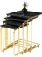 C Highgloss Zigon Sehpa Sonata Desen 4'lü Set, Tekerli Gold Metal Ayak, Iç Içe Geçebilir 1