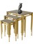 Kare Sütün Zigon Sehpa Bronz Cam 3'lü Set, Gold Metal Ayak, Iç Içe Geçebilir 1