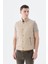 Bej Hakim Yaka Elyaflı Slim Fit Yelek 1