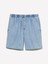 %100 Pamuk Büzgü Ipli Normal Bel Denim Şort Erkek Mavi Denim Şort - 325P44C1S901A 3