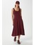 Kadın Nancy Kolsuz Bordo Midi Penye Elbise 5376 1