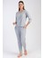 Pamuklu Kadın Düşük Omuzlu 3/4kol Pılelı Pijama Takım , 403188 1
