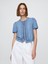 Kadın Açık Mavi Dantel Detaylı Crop Denim Bluz 1
