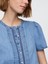 Kadın Açık Mavi Dantel Detaylı Crop Denim Bluz 3