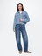 Kadın Mavi Ultrasoft Relaxed Crop Icon Denim Ceket 5