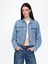 Kadın Mavi Ultrasoft Relaxed Crop Icon Denim Ceket 1