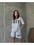 T-Shirt Şort - Alt Üst Kombin Şort Tişört Takım Baskılı Oversize Bisiklet Yaka 3