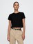Kadın Siyah %100 Organik Pamuk Vintage Soft Crop T-Shirt 1