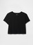Kadın Siyah %100 Organik Pamuk Vintage Soft Crop T-Shirt 2