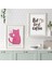 Pembe Kedi Kahve Duvar Sanatı – Linolyum Baskı Tarzı Komik Kedi Poster, Mutfak Veya Ofis Dekoru 2