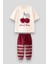 Kız Çocuk Pamuklu Krem Bordo Kiraz Ponponlu T-Shirt ve Eşofman Takımı 1