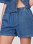 Kadın Mavi Mid Rise Ultrasoft Denim Boxer Şort 2