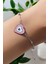 Iç Içe Pembe Kalp Charm Çelik Bileklik 1