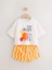 Çocuk Pamuklu Beyaz Zest Friends Baskılı T-Shirt ve Turuncu Şort Takımı 1