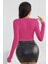 Marsilyan- Kadın Fuşya Uzun Kol Kare Yaka Crop Top Bluz 2
