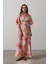 Yandan Bağlamalı Desenli Elbise - Pembe 2
