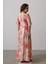 Yandan Bağlamalı Desenli Elbise - Pembe 3