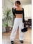 Marsilyan- Kadın Siyah Uzun Kol Göğüs ve Sırt Dekolteli Crop Top Bluz 4