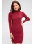 Kadın Bordo Kaşkorse Balıkçı Yaka Uzun Kollu Bodycon Mini Elbise Akdenizpos Yeni 1