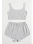 Marsilyan- Kadın Gri Askılı Crop Top ve Şortlu Gecelik Takım 2