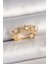 Pirinç Gold Renk Zirkon Taşlı Kalp Model Ayarlanbilir Kadın Yüzük - TJ-BYK3700 1