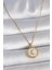 316L Çelik Gold Renk Zincir Beyaz Mineli Hilal Işlemeli Madalyon Model Kadın Kolye - TJ-BKO10035 1