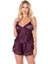 Mürdüm Saten Babydoll Şort Takımı 4