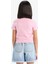 Kız Çocuk Slim Fit Dar Kesim Bisiklet Yaka Ribana Basic Düz Kısa Kollu Tişört B3054A825SM 5