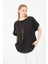 Kadın %100 Pamuklu T-Shirt (Kolye Hediyeli)-Siyah 3