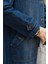 6329-TAŞLI Denim Kapşonlu Kap Koyu Mavi 5