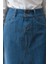 2290-DENIM Parçalı Etek Koyu Mavi 3