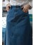 2290-DENIM Parçalı Etek Koyu Mavi 4