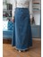 2290-DENIM Parçalı Etek Koyu Mavi 5