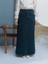 2254-DENIM Klasik Etek Petrol 3