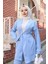 Cep Detaylı Kimono Takım Bebe Mavisi 4