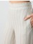 Taş Rahat Kesim Yüksek Bel Bol Paça Çizgili Keten Pantolon 5