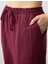 Bordo Yüksek Bel Dar Paça Dokuma Keten Pantolon 5