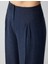 Lacivert Yüksek Bel Bol Paça Rahat Kesim Keten Pantolon 5