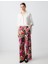 Karışık Rahat Kesim Yüksek Bel Bol Paça Çiçek Desenli Keten Pantolon 1