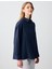 Lacivert Düz Kesim Uzun Kollu Dokuma Keten Gömlek 4