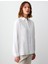 Beyaz Düz Kesim Uzun Kollu Dokuma Keten Gömlek 4