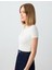 Beyaz Dar Kesim Kısa Kollu Polo Yaka Örme Tişört 3