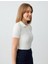 Beyaz Dar Kesim Kısa Kollu Polo Yaka Örme Tişört 4