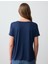 Lacivert V Yaka Kısa Kollu Örme Modal Tişört 5