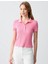 Pembe Dar Kesim Kısa Kollu Polo Yaka Örme Tişört 1
