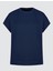Lacivert Düz Kesim Kısa Kollu Bisiklet Yaka Örme Sweatshirt 1