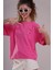 Kadın Pembe Oversize Tişört - Let It Go Baskılı 1