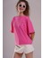 Kadın Pembe Oversize Tişört - Let It Go Baskılı 2