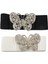 2 Adet Kadın Rhinestones Accent Kelebek Kanca Toka Elastik Cinch Bel Kemeri, Beyaz ve Siyah (Yurt Dışından) 1