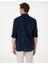 Erkek Lacivert %100 Keten Regular Fit Uzunkollu Gömlek 50303293-VR033 5